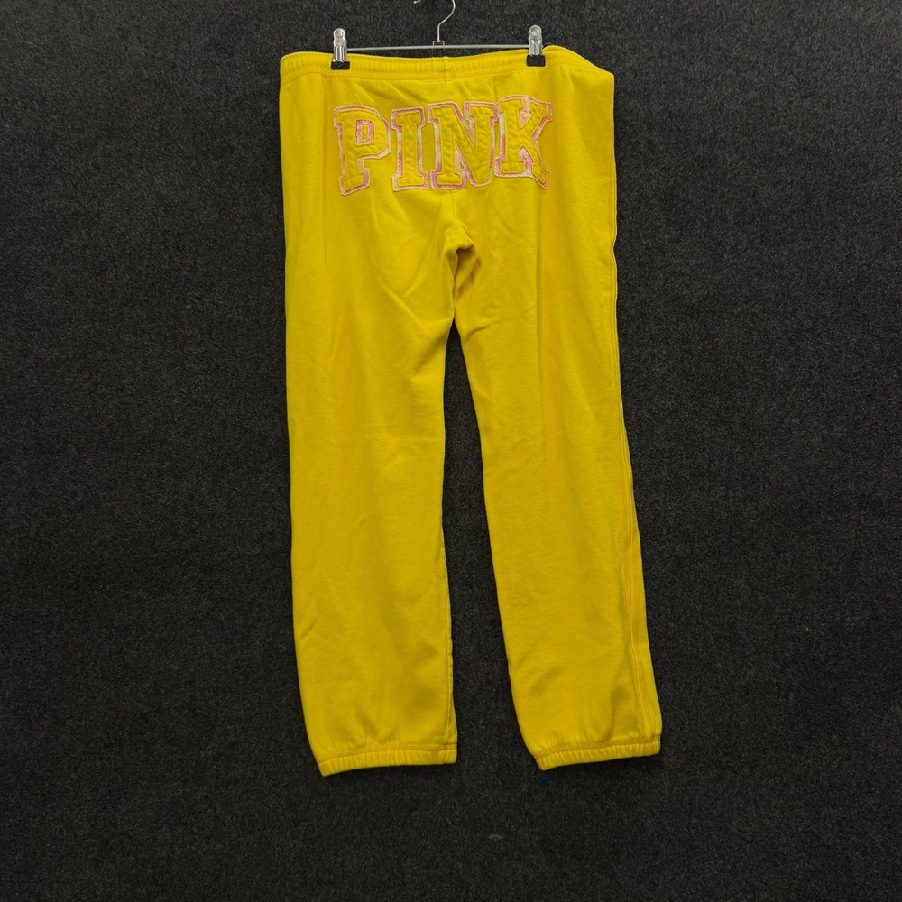 Vintage Victoria's Secret PINK Capri Sweatpants Yellow Distressed Logo Medium